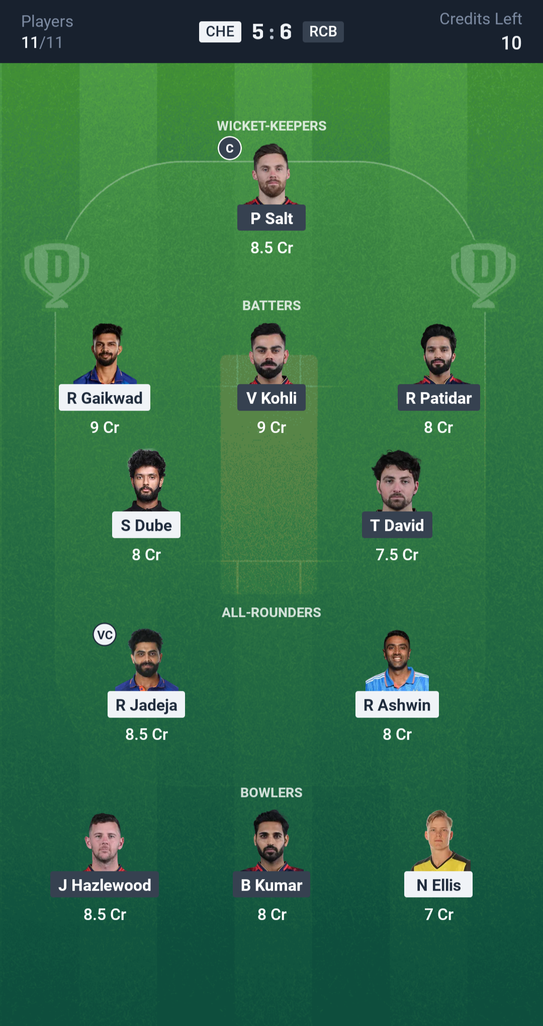 CSK RCB Dream11 