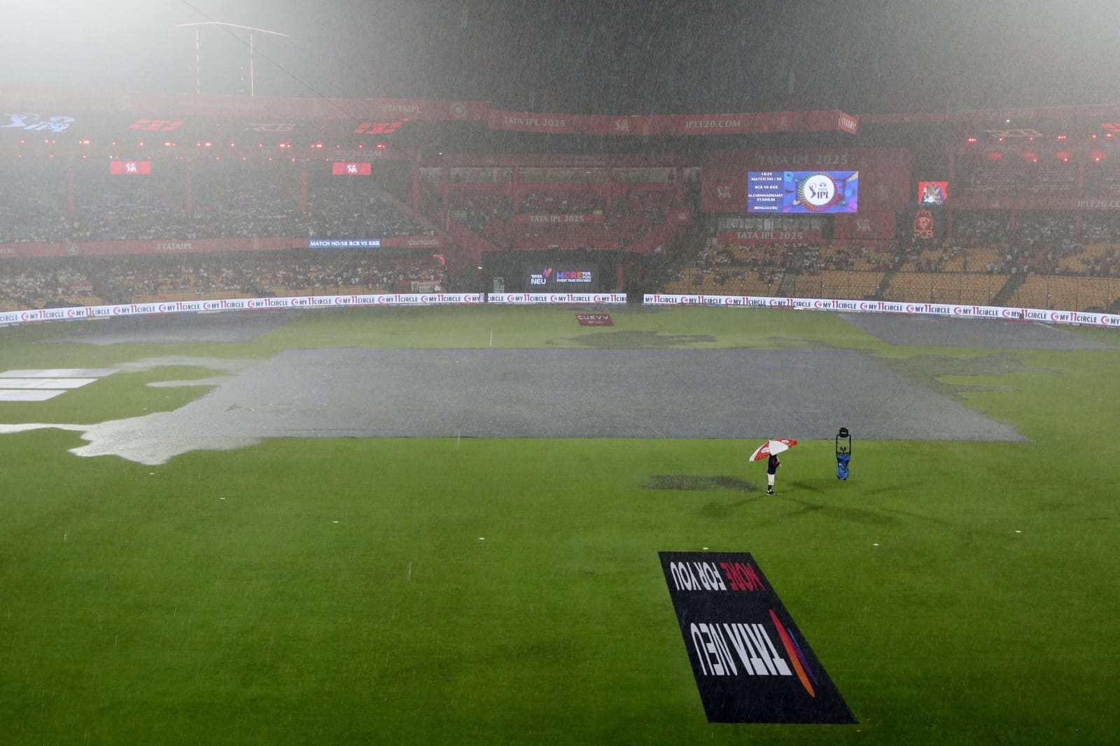 RCB vs KKR: चिन्नास्वामी में लगातार हो रही बारिश,अगर रद्द हुआ मैच तो क्या होगा नतीजा?